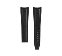 TROGPYXG Soft Fluorine Rubber Watch Strap 21mm 22mm Curved Compatible With Longines Spirit Series L3.812 .802 Band Men's Waterproof Bracelet(Black-No buckle,22mm)