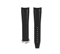 TROGPYXG Soft Fluorine Rubber Watch Strap 21mm 22mm Curved Compatible With Longines Spirit Series L3.812 .802 Band Men's Waterproof Bracelet(Black-Silver buckle,21mm)