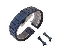 TROGPYXG Watch Strap Bracelet Wristwatch Bands Blue Stainless Steel Watchband Compatible With Longines Compatible With Mido Black Curved End(Blue,22mm)