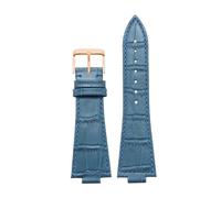 TROGPYXG Watchbands Compatible With Tissot 1853 Prx T137.2/T137.407 Convex 26 * 12MM Leather Watchband Quartz Watch Accessories(Blue D rose)