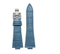 TROGPYXG Watchbands Compatible With Tissot 1853 Prx T137.2/T137.407 Convex 26 * 12MM Leather Watchband Quartz Watch Accessories(Blue T silver)