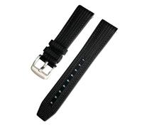 TROGPYXG Weaving Texture Silicone Strap Compatible With Omega X Swatch Moonswatch Curved End Sport Waterproof Men Women Bracelet Watch Band 20mm(Black line Silver)