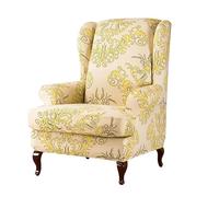 TroHollis Chair Covers,Dining Chair Covers Wing Chair Slipcovers Stretchy Wingback Armchair Covers Spandex Polyester Sofa Covers Leaves Flower Printed Furniture Protector(Color 2)
