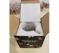 TroHollis Tea Cup,Cups and Saucers Set Double-Layered Glass Cup High Borosilicate Simple(C 300ml)