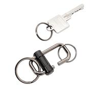 TROIKA 2-Way Key - KR22-09/BK - Key Ring with 3 Key Rings in 2 Sizes - Sliding Lock for Easy Key Organisation - Cast Metal - Shiny - Gunmetal, Black Original