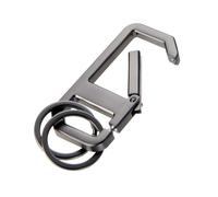 TROIKA ALVAR BLACK Carabiner Keyring with Practical Snap Closure, with Two Cast Metal Key Rings, Puristic Design and Smart Mechanism