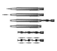 TROIKA Bit Pen with 12 Different Precision bits, Construction Tool 13, Space-Saving Storage in Pen housing with Magnetic tip for Secure Fixing of bits, Aluminium, Titanium-Coloured