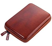 TROIKA Organiser Case with Zip Brown Travel Case - 3 Inner Compartments - 6 Elastic Band Loops - Divider (Inside) - Faux Leather, Velvet - Brown, Black, Brown, 220 x 170 x 50 mm, Modern