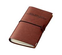 TROIKA Bullet Journal Travel Journal with 2 Notebooks and Compartments 36 Perforated Sheets Paper Size 10 cm x 18.5 cm and Dot Grid Made of Faux Leather, PVC, Velour in Brown / Black