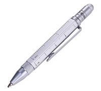 Troika CONSTRUCTION LILIPUT - PIP25/SI - Multitasking Ballpoint Pen (Small) - Tool Pen - Centimeter/Inch Ruler - Slotted/Phillips Screwdriver - Stylus (Silver) Original