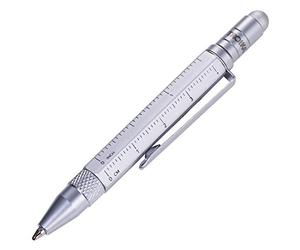 Troika CONSTRUCTION LILIPUT - PIP25/SI - Multitasking Ballpoint Pen (Small) - Tool Pen - Centimeter/Inch Ruler - Slotted/Phillips Screwdriver - Stylus (Silver) Original