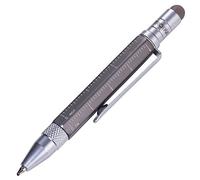 TROIKA Construction Liliput - PIP25/TI - Multitasking Ballpoint Pen (Small) - Tool Pen - Centimetre/Inch Ruler - Slotted/Phillips Screwdriver - Stylus (Titanium coloured) Original