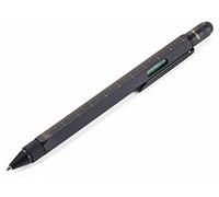 TROIKA CONSTRUCTION Multitasking Ballpoint Pen - PIP20/BG - Black/Gold - Centimetre and Inch Ruler - 1:20 m and 1:50 m Scale - Spirit Level - Slotted and Phillips Screwdriver - Stylus