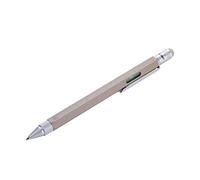 Troika Construction - PIP20/BE - Multitasking ballpoint pen in concrete look - centimetre/inch ruler, 1:20 m/1:50 m scale - spirit level - slotted/flat-head screwdriver - brass - grey