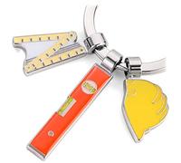 TROIKA Craftsman Keyring Bob with 3 Pendants Made of Metal in the Colour Colourful, KR22-20/CH, multicoloured, 7,7cm, Modern