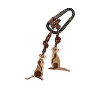 Troika Eddie & Manni - KR23-02/BK - Keyring incl. carabiner - 2 pendants on decorative climbing rope: meerkats - aluminium, cast metal, enamel, nylon - brown