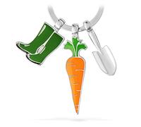 Troika GARDEN LOVE - KR14-23/CH - Keyring with 3 charms - cast metal/enamel- shiny - chrome plated - orange, green original