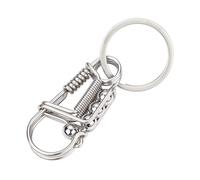 TROIKA Keyring and carabiner with spring function, wire puller, 316 stainless steel, handmade from a wire, silver original, silver colours, 8 x 3 x 1,4 cm