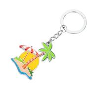 TROIKA Keyring Holiday (Island with Palm Tree) - Beautiful Holiday - Enamel, Cast Metal - Chrome Plated - Multicoloured Original, multicoloured, 11,2 x 4,5 x 0,4 cm