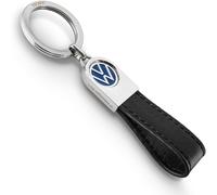 TROIKA keyring VW logo, leather loop - VW LEATHER - leather, metal - blue