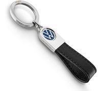TROIKA keyring VW logo, leather loop - VW LEATHER - leather, metal - blue