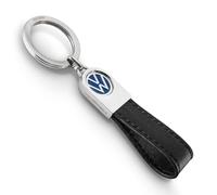 TROIKA keyring VW logo, leather loop - VW LEATHER - leather, metal - blue, black, silver-coloured Original