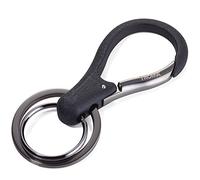 TROIKA KR17-09/GM Key Organiser with 2 Rings Carabiner Lacquered Key Organiser Glossy Black/Gunmetal Grey