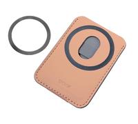 TROIKA MagSafe HILDECARD Mocha Card Case for 1-2 Cards for Magnetic Attachment to Smartphone with Stand Functions for Mobile Phones with Additional MagSafe Metal Ring, Faux Leather, Brown