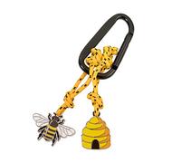 Troika Maja - KR23-01/BK - Keyring incl. carabiner - 2 pendants on decorative climbing rope: bee, beehive - aluminium, cast metal, enamel, nylon - black, silver-coloured, yellow