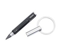 TROIKA Multitasking pencil and keyring with endless tip (approx. 20 km writing length) - ENDLESS TO GO - Centimeter/Inch ruler - Aluminum - Black, Silver, Black and Silver, 9.6 x 3 x 0.8 cm