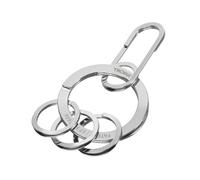 TROIKA Nail Guard Easy Keyring with Carabiner Hook with 3 Rings for Easy Attachment of Keys with Patented Opening Mechanism Made of Stainless Steel Shiny Silver