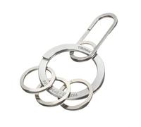 TROIKA Nail Guard Easy Keyring with Carabiner Hook with 3 Rings for Easy Attachment of Keys with Patented Opening Mechanism Made of Stainless Steel Matt Silver