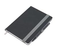 Troika Notepad A5 writing pad in iros - SLIMPAD - elastic band, pen loop, bookmark - for meetings, to-dos, diary - FSC paper - imitation leather, metal - black Original