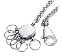 Troika Patent Chain - KR10-60/MA - keyring with chain - incl. carabiner - 6 exchangeable rings - metal/brass - matt - chrome plated - silver original
