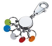 Troika Patent/Colour - KYR61/CH - Keyring - incl. carabiner - 5 exchangeable rings - coloured chips - metal/brass- shiny - chrome plated - multicoloured original