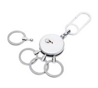 TROIKA PATENT EASY Keyring - Includes Carabiner Hook - 4 Removable Rings - Brass, Metal - Chrome Plated - Silver Original, silver colours, 9,3 x 5 x 0,9 cm