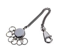 Troika Patent keychain - KR10-60/GM - Keyring with chain - Key chain - incl. carabiner - 6 exchangeable rings - brass, metal- shiny - black chrome original