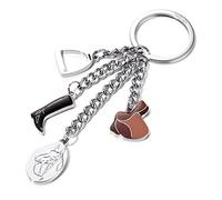 TROIKA PFERDEGLÜCK - KR13-17/CH - Keyring with 4 Charms - cast Metal/Enamel- Shiny - Chrome Plated - Brown, Black - TROIKA-Original