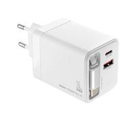 TROIKA Power Pull 35-Port USB-C & USB-A Fast Charging Port Charging Socket and 70cm Long Expandable USB-C Cable for Charging Multiple Devices Simultaneously, Plastic