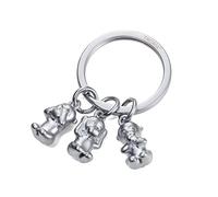 TROIKA THREE MONKEYS - KR17-18/MA - Keyring - Emoji Monkey - 3 Monkeys - See Nothing, Hear Nothing, Say Nothing - Cast Metal - Matt - Chrome Plated - Silver Original, silver, 6 cm, Modern