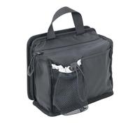 TROIKA Trolley Hand Luggage Organiser Black On Top for Attaching to Travel or Exhibition Trolley, Many Compartments and Elastic Bands for Water Bottle, Smartphone, Pens, Cable, Power Bank, Business