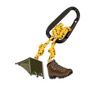 Troika Zelten - KR23-06/BK - Keyring incl. Carabiner - 2 pendants on decorative climbing rope: tent, hiking boot - aluminium, cast metal, enamel, nylon - multicoloured