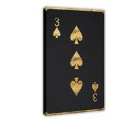 Trois De Pique Affiche Ou Art Mural Sur Toile, Cartes À Jouer De Casino, Carte À Jouer Noire 3, Poker, Texas Holdem, Omaha Poker Canvas Poster Wall Art Decor Print Picture Paintings for Living Room Be
