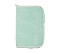Trois Kilos Sept - Baby Health Book Cover - Maternity - Birth - Zipper - Inside Flaps - Water Green - Beige - Ocean Motif - 25 x 17.5 cm