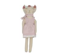 Trois Kilos Sept Baby Rag Doll - Birth - Awakening Toy - Newborn - 100% Organic Cotton Poplin - Cat - Pink - 20cm