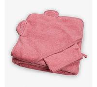 Trois Kilos Sept - Bath Set (Pink Bear) - Hooded Bath Cape + Assorted Face Cloth - for Babies - 100 x 100 cm