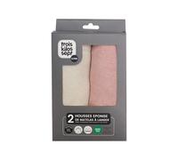 Trois Kilos Sept - Set of 2 Universal Baby Changing Mat Covers - Absorbent Sponge - Sand Beige and Old Pink - 70 x 50 cm