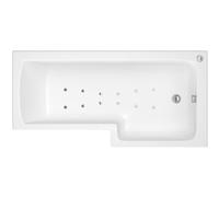 Trojan Baths Solarna White L-Shaped Left-Handed Single Ended Bath, Panel & Screen Set With 12 Jets (L)1700mm