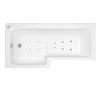 Trojan Baths Solarna White L-Shaped Right-Handed Single Ended Bath, Panel & Screen Set With 12 Jets (L)1700mm