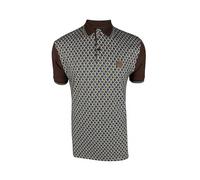 Trojan Diamond Jacquard Panel Interlock Heavy Cotton Short Sleeve Polo TR/8978 Brown
